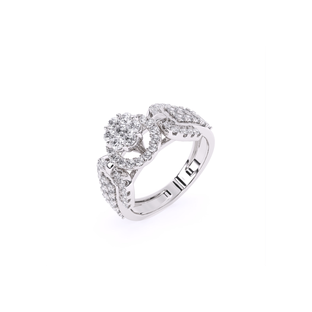 Round Accents Halo Lab Grown Diamond Ring